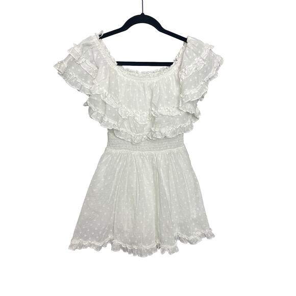 Marble Dresses & Skirts - Marble White Polka Dot Ruffled Mini Dress Women’s Size Small Country Cottagecore